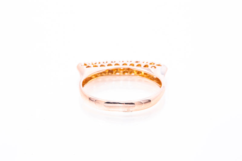 Diamond Single Bar Statement Finger Ring 14k 585 Rose Gold Size 7