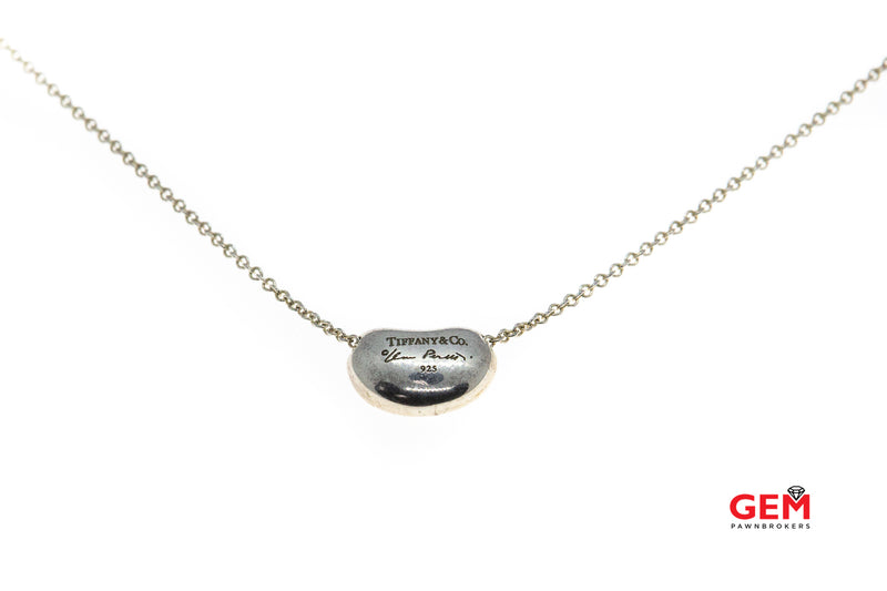 Tiffany & Co Elsa Peretti Bean Chain Link Pendant 925 Sterling Silver Pendant Necklace