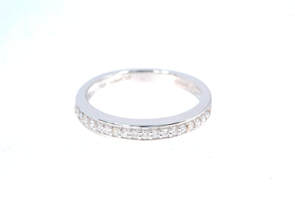 Stackable Diamond Pave Wedding Band 14k 585 White Gold Ring Size 7 Juliet Cut