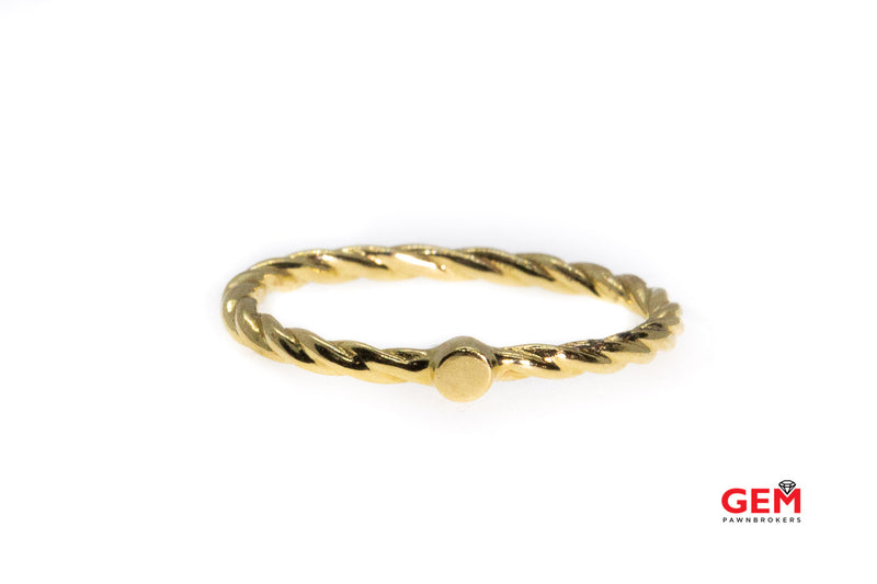 Twisted Thin Stackable Cable Band Solid 14K 585 Yellow Gold Ring Size 7