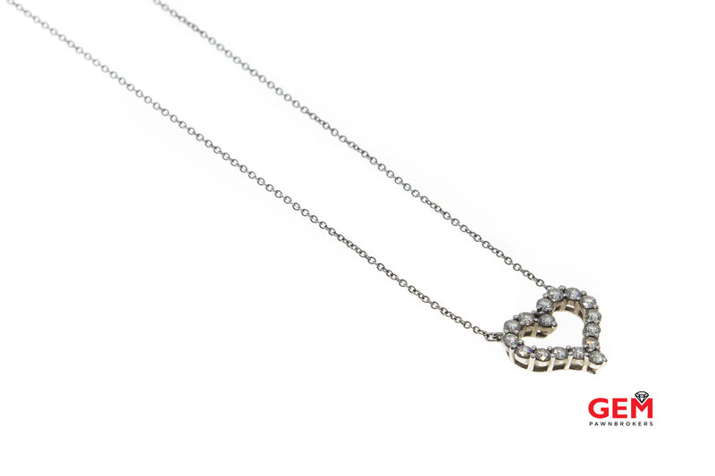 Tiffany & Co. Platinum Metro Heart Pendant 16" Diamond Necklace 950 0.65