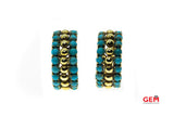Natural Turquoise Beaded Accent Drop 18K 750 Yellow Gold Earrings