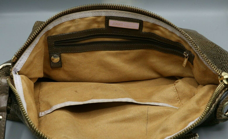 Jimmy Choo Cognac Lizard Embossed Leather Rosa Satchel Bag