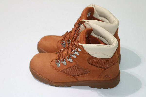 TIMBERLAND 6 INCH Field Boot Brick Orange Off White Big Kids Size 4.5